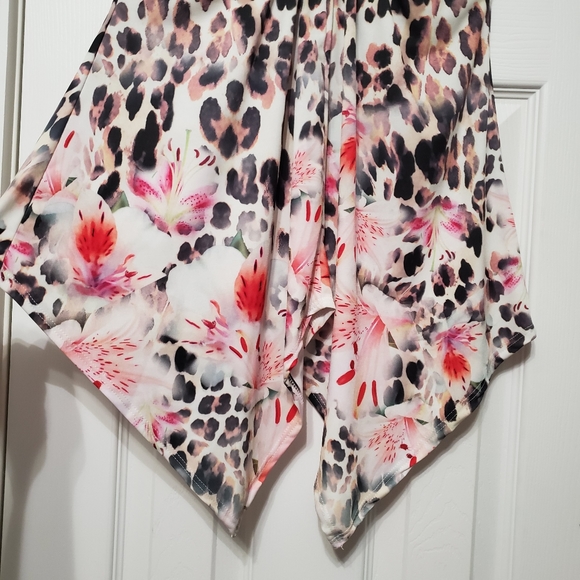 Boston Proper sleeveless v neck hi low handkerchief cut in front animal print S - Picture 6 of 14